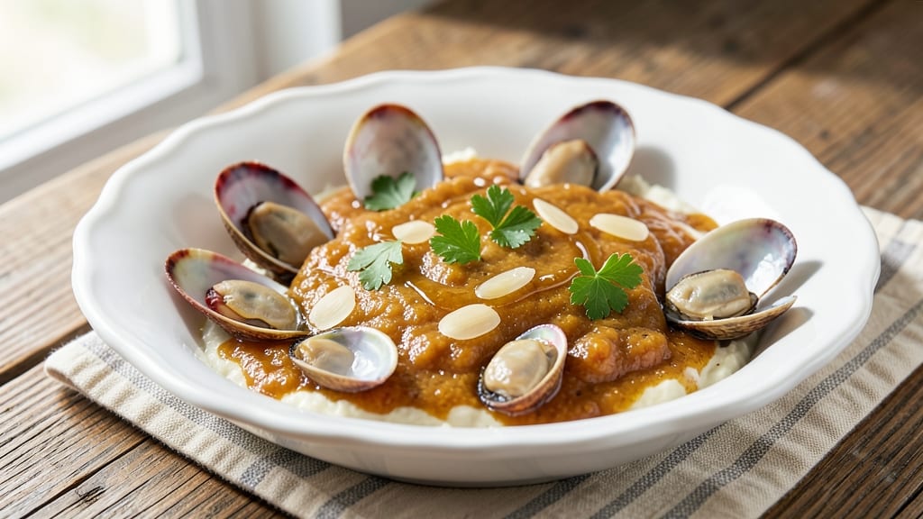 Clam Sauce Recipe Fresh Clams: Crispy Celery Crown Topping Over Creamy Tomato Base