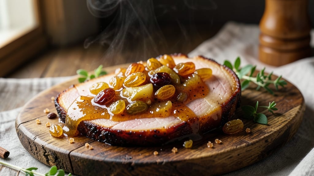 Apple Raisin Sauce for Ham Recipe: Sweet-Tart Glaze That Caramelizes On Contact