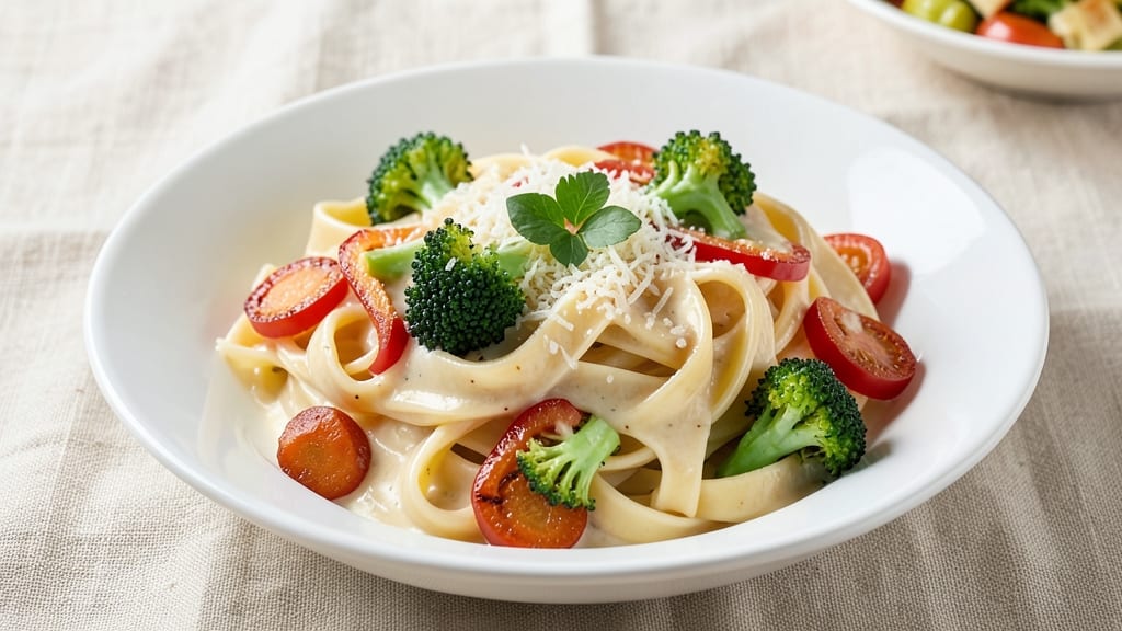 Alfredo Sauce Pasta With Vegetables Recipe: One-Pot Creamy Comfort With Crisp-Topped Veggies